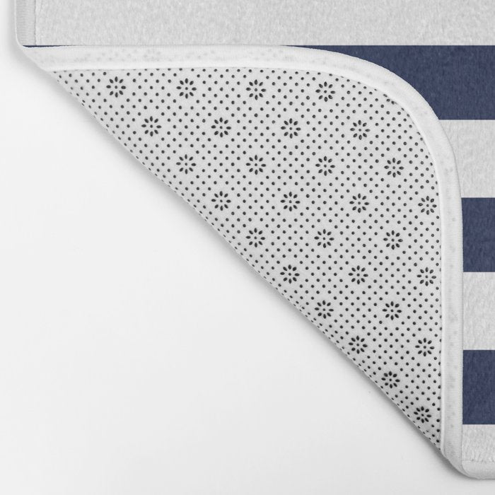 Nautical Navy Blue and White Stripes Bath Mat Gallery Image 2