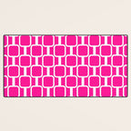 Mod Links Retro Geometric Pattern in Hot Pink and White  Desk Mat Gallery Image 3