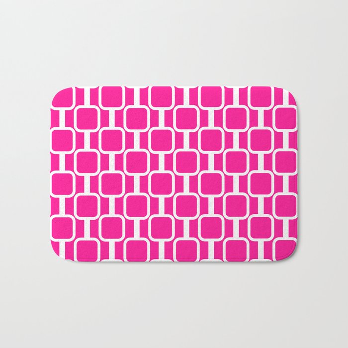 Mod Links Retro Geometric Pattern in Hot Pink and White  Bath Mat Gallery Image 1