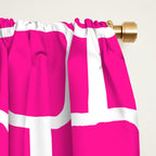 Mod Links Retro Geometric Pattern in Hot Pink and White  Window Curtain Gallery Image 2
