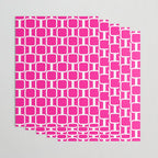 Mod Links Retro Geometric Pattern in Hot Pink and White  Wrapping Paper Gallery Image 3
