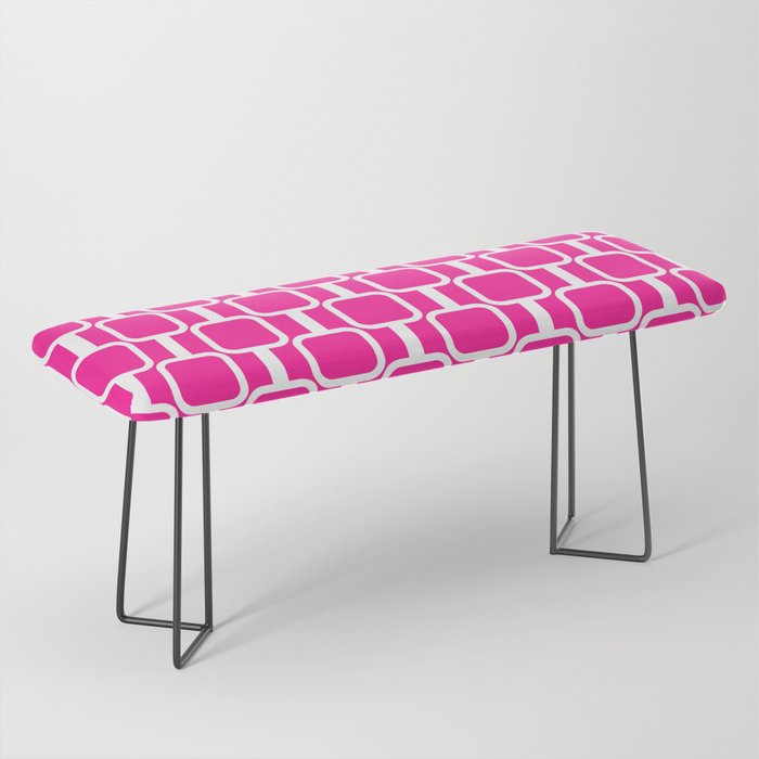 Mod Links Retro Geometric Pattern in Hot Pink and White  Bench Gallery Image 1