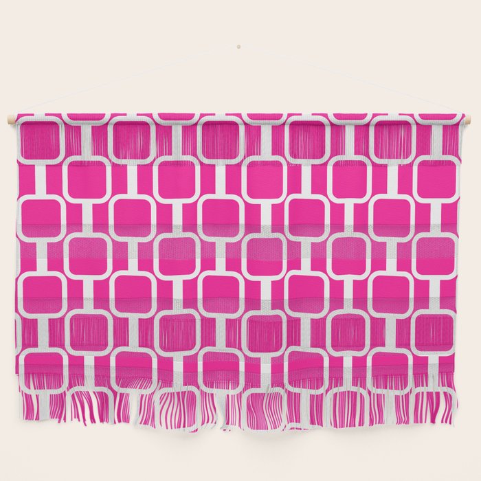 Mod Links Retro Geometric Pattern in Hot Pink and White  Wall Hanging Gallery Image 1