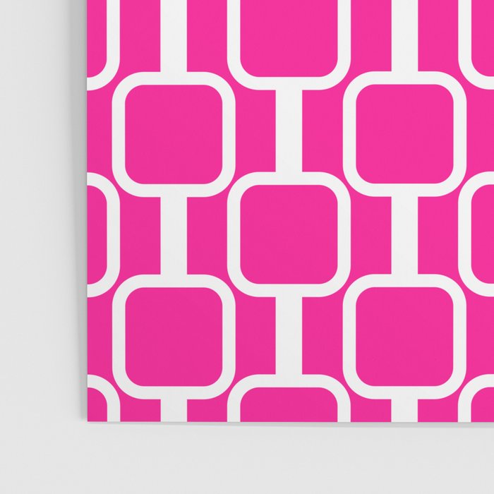 Mod Links Retro Geometric Pattern in Hot Pink and White  Poster Gallery Image 3