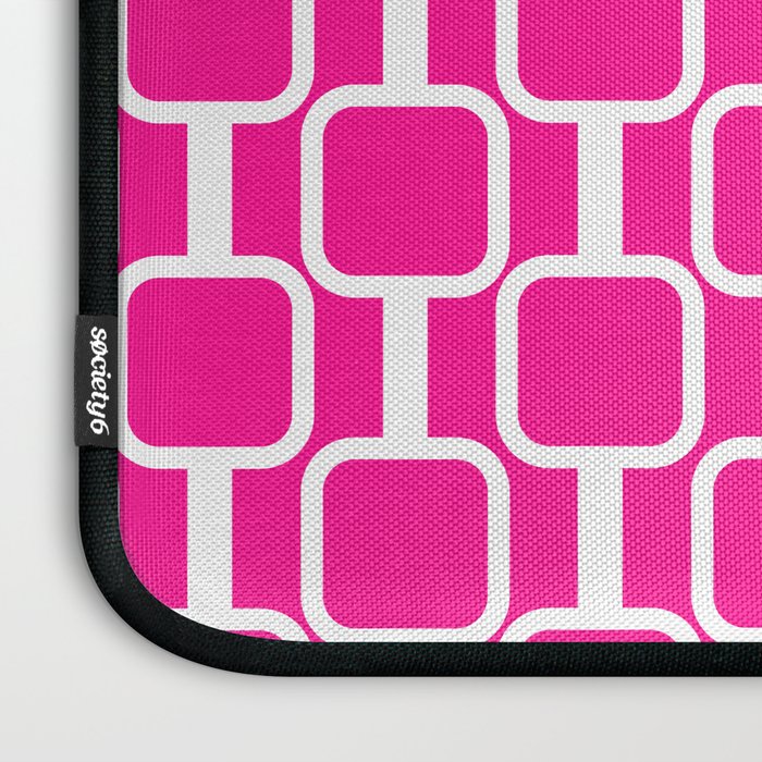 Mod Links Retro Geometric Pattern in Hot Pink and White  Laptop Sleeve Gallery Image 3