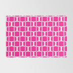 Mod Links Retro Geometric Pattern in Hot Pink and White  Rug Gallery Image 2