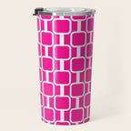 Mod Links Retro Geometric Pattern in Hot Pink and White  Travel Mug Gallery Image 3