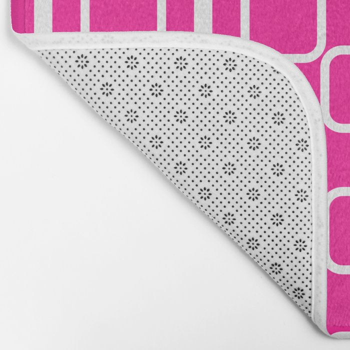 Mod Links Retro Geometric Pattern in Hot Pink and White  Bath Mat Gallery Image 2