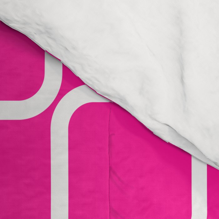 Mod Links Retro Geometric Pattern in Hot Pink and White  Comforter Gallery Image 4