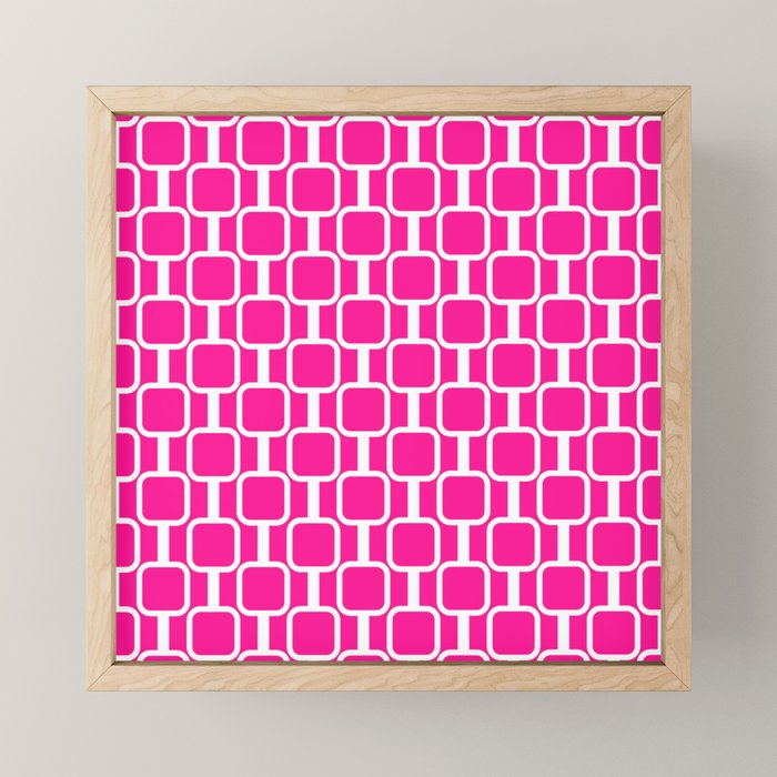 Mod Links Retro Geometric Pattern in Hot Pink and White  Mini Art Print Gallery Image 1