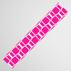Mod Links Retro Geometric Pattern in Hot Pink and White  Table Runner Gallery Image 3