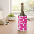 Mod Links Retro Geometric Pattern in Hot Pink and White  Wine Chiller Gallery Image 4
