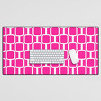 Mod Links Retro Geometric Pattern in Hot Pink and White  Desk Mat Gallery Image 1
