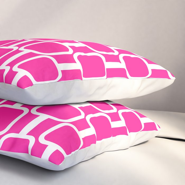 Mod Links Retro Geometric Pattern in Hot Pink and White  Pillow Sham Gallery Image 3
