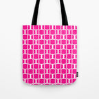 Mod Links Retro Geometric Pattern in Hot Pink and White  Tote Bag Gallery Image 1