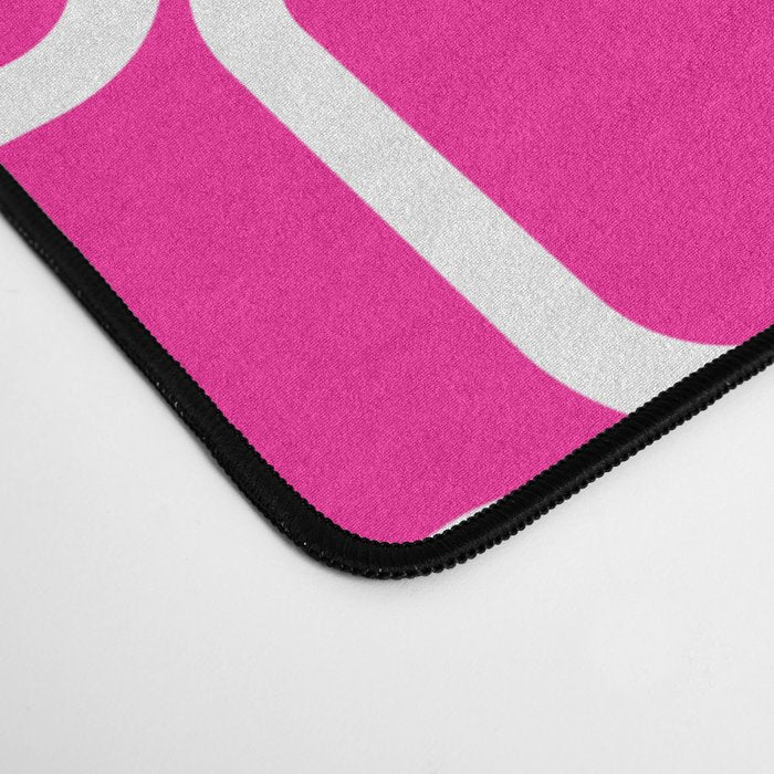 Mod Links Retro Geometric Pattern in Hot Pink and White  Desk Mat Gallery Image 4