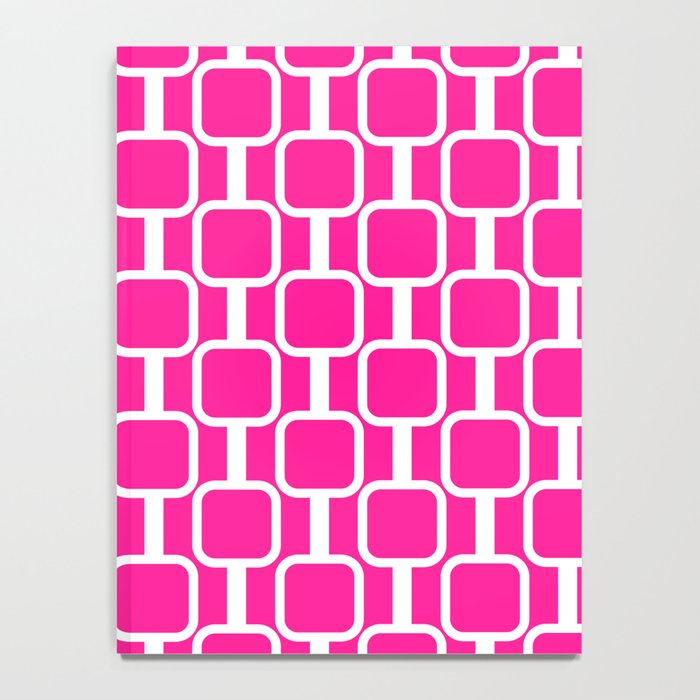 Mod Links Retro Geometric Pattern in Hot Pink and White  Notebook Gallery Image 4