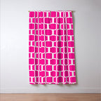Mod Links Retro Geometric Pattern in Hot Pink and White  Window Curtain Gallery Image 3