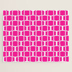 Mod Links Retro Geometric Pattern in Hot Pink and White  Jigsaw Puzzle Gallery Image 1