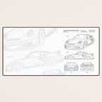 Supercar Sports Car Patent - Car Lover Classic Car Art - White Desk Mat Gallery Image 3