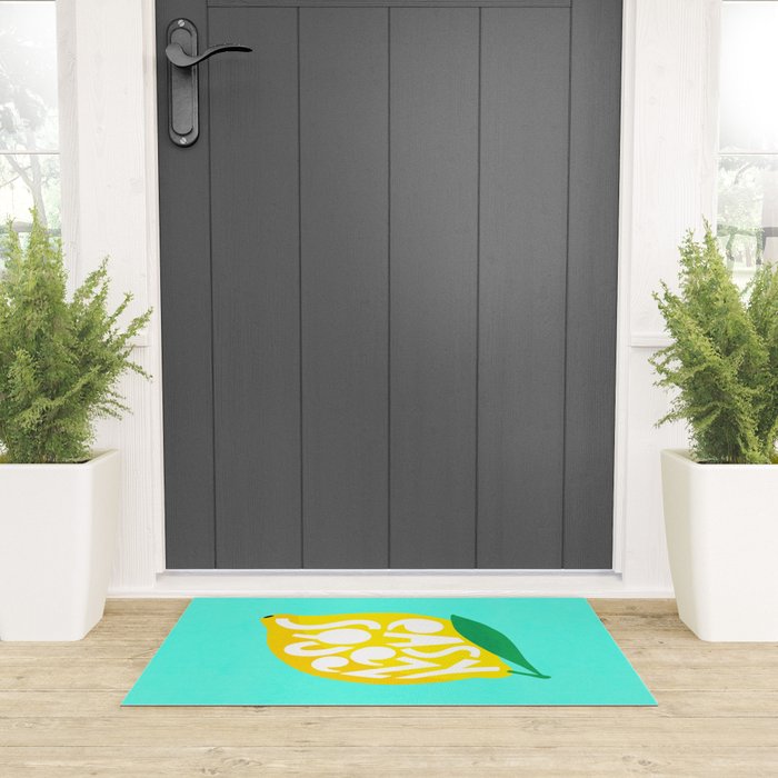 Big Fruit Lemon 'Easy Squeezy' Typographic pun  Welcome Mat Gallery Image 3