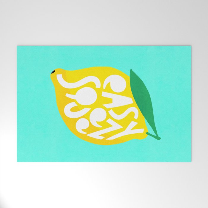 Big Fruit Lemon 'Easy Squeezy' Typographic pun  Welcome Mat Gallery Image 1
