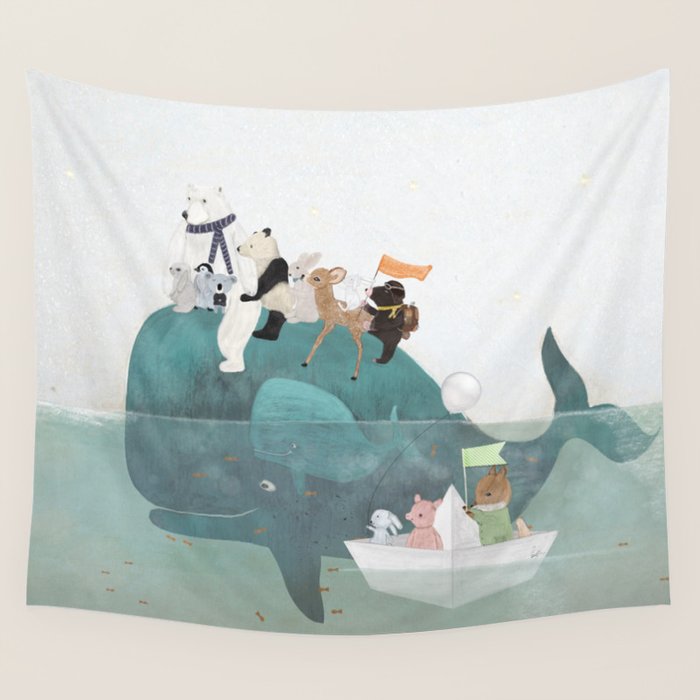 little little whale Wall Tapestry Gallery Image 4