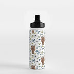 Highland Cow, Highland Cows with Flowers, Flower Crown, Floral Print, Watercolor Water Bottle Gallery Image 2