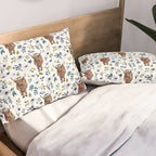 Highland Cow, Highland Cows with Flowers, Flower Crown, Floral Print, Watercolor Pillow Sham Gallery Image 2