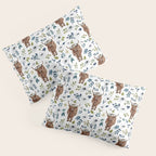 Highland Cow, Highland Cows with Flowers, Flower Crown, Floral Print, Watercolor Pillow Sham Gallery Image 3