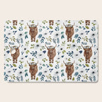 Highland Cow, Highland Cows with Flowers, Flower Crown, Floral Print, Watercolor Cutting Board Gallery Image 1