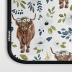 Highland Cow, Highland Cows with Flowers, Flower Crown, Floral Print, Watercolor Laptop Sleeve Gallery Image 3