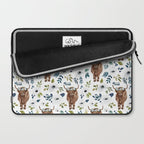 Highland Cow, Highland Cows with Flowers, Flower Crown, Floral Print, Watercolor Laptop Sleeve Gallery Image 2