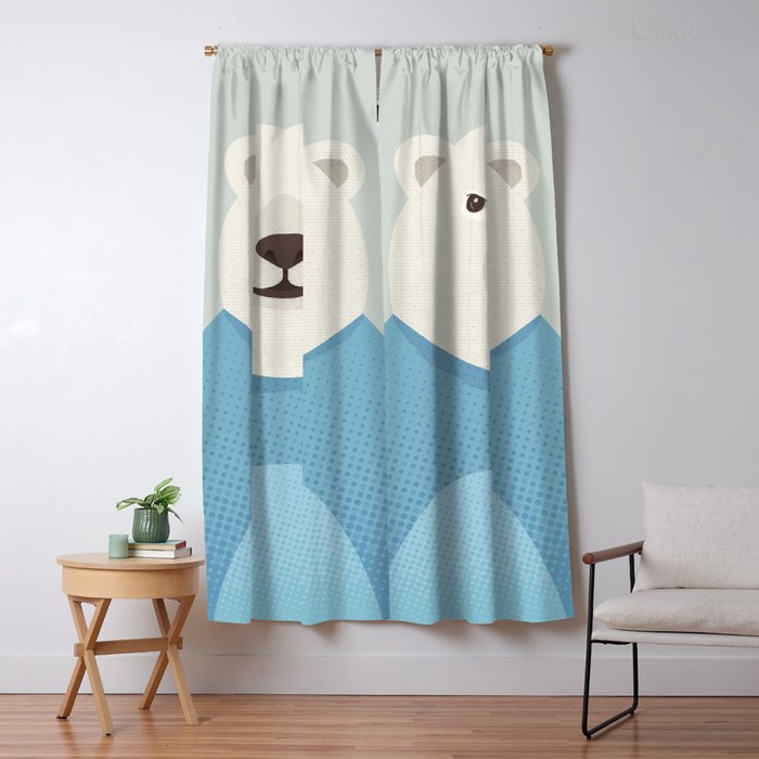 Whimsy Polar Bear, Animal Portrait Window Curtain Gallery Image 1