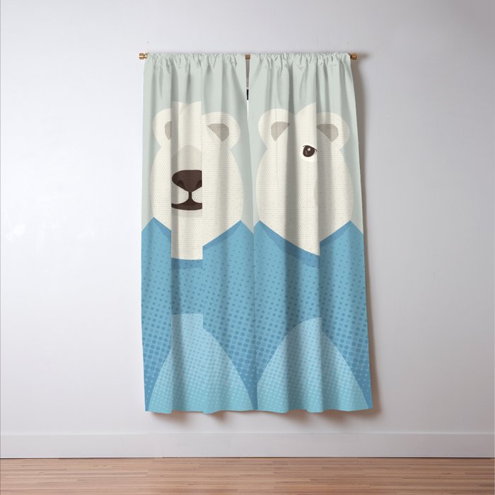 Whimsy Polar Bear, Animal Portrait Window Curtain Gallery Image 3
