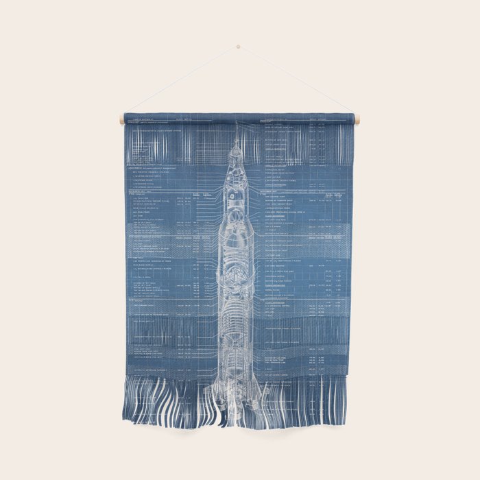Apollo 11 Saturn V Blueprint in High Resolution (light blue) Wall Hanging Gallery Image 1