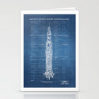 Apollo 11 Saturn V Blueprint in High Resolution (light blue) Stationery Card Gallery Image 2