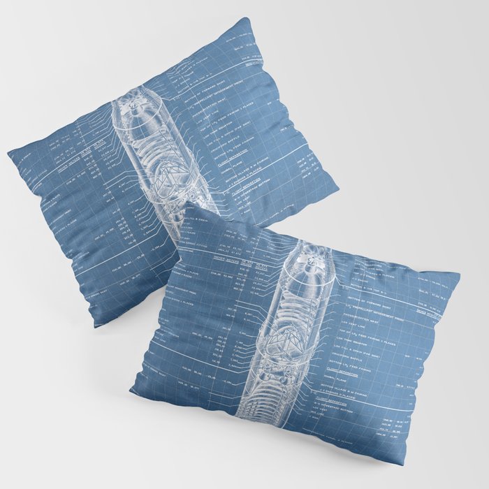 Apollo 11 Saturn V Blueprint in High Resolution (light blue) Pillow Sham Gallery Image 3