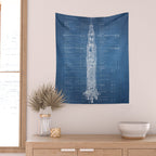 Apollo 11 Saturn V Blueprint in High Resolution (light blue) Wall Tapestry Gallery Image 2