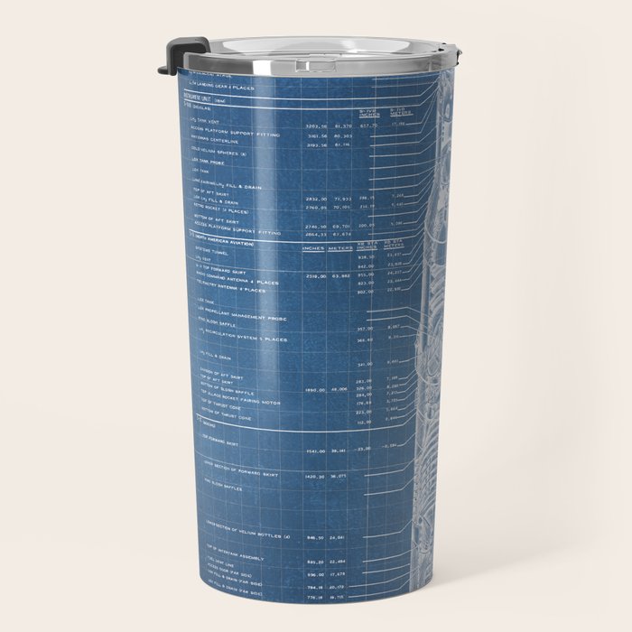 Apollo 11 Saturn V Blueprint in High Resolution (light blue) Travel Mug Gallery Image 3