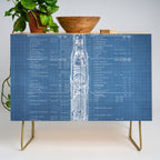 Apollo 11 Saturn V Blueprint in High Resolution (light blue) Credenza Gallery Image 1