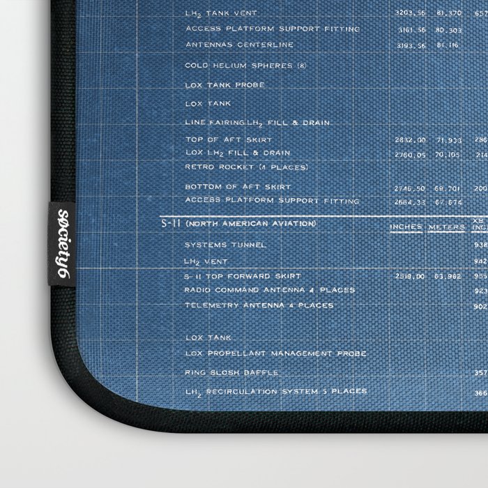 Apollo 11 Saturn V Blueprint in High Resolution (light blue) Laptop Sleeve Gallery Image 3