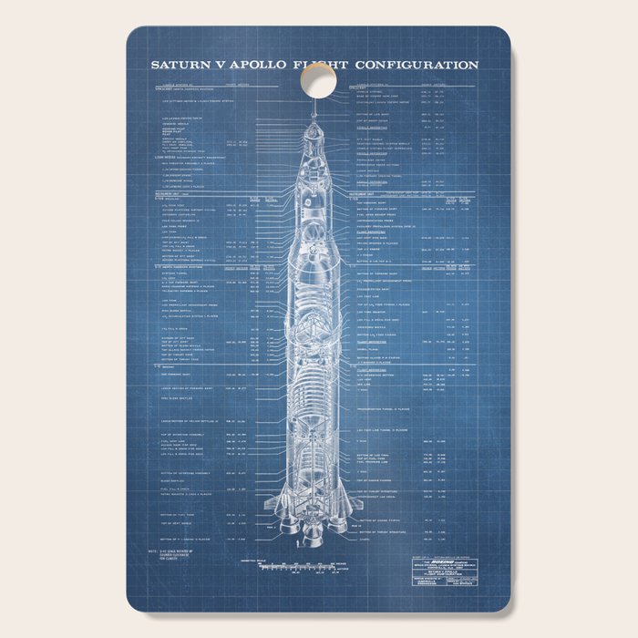 Apollo 11 Saturn V Blueprint in High Resolution (light blue) Cutting Board Gallery Image 1