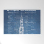 Apollo 11 Saturn V Blueprint in High Resolution (light blue) Welcome Mat Gallery Image 1