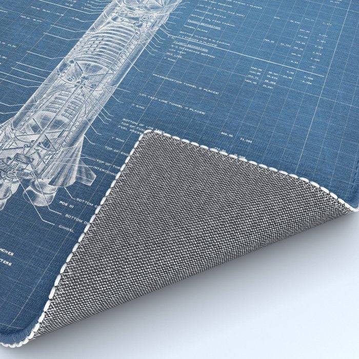 Apollo 11 Saturn V Blueprint in High Resolution (light blue) Rug Gallery Image 4