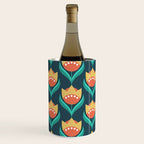 Scandinavian Floral Pattern, Teal, Orange and Mustard Yellow Retro Flowers 3 Wine Chiller Gallery Image 1
