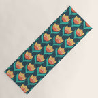 Scandinavian Floral Pattern, Teal, Orange and Mustard Yellow Retro Flowers 3 Yoga Mat Gallery Image 1