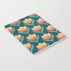 Scandinavian Floral Pattern, Teal, Orange and Mustard Yellow Retro Flowers 3 Notebook Gallery Image 2