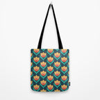 Scandinavian Floral Pattern, Teal, Orange and Mustard Yellow Retro Flowers 3 Tote Bag Gallery Image 2