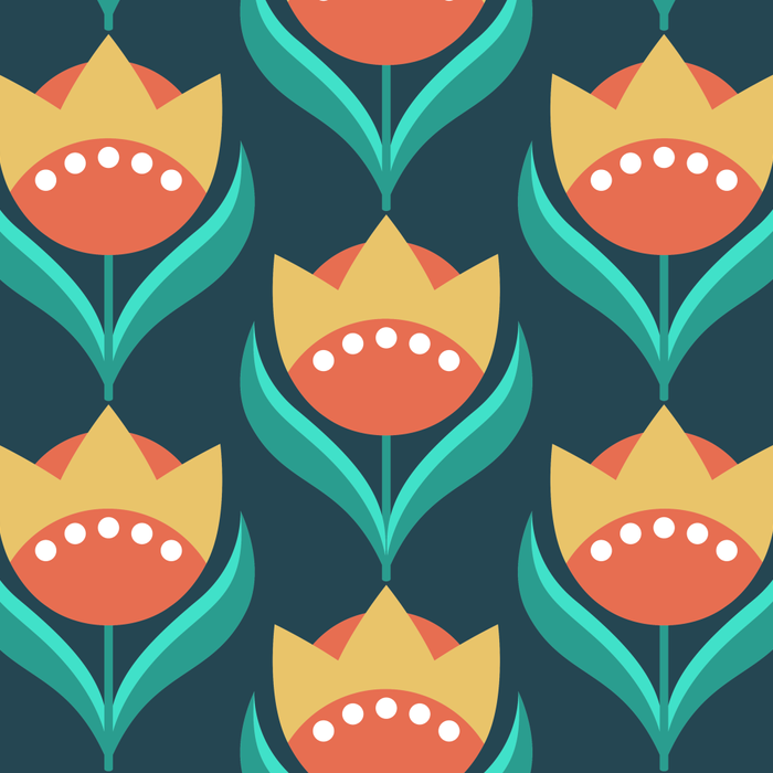 Scandinavian Floral Pattern, Teal, Orange and Mustard Yellow Retro Flowers 3 Coffee Mug Gallery Image 2